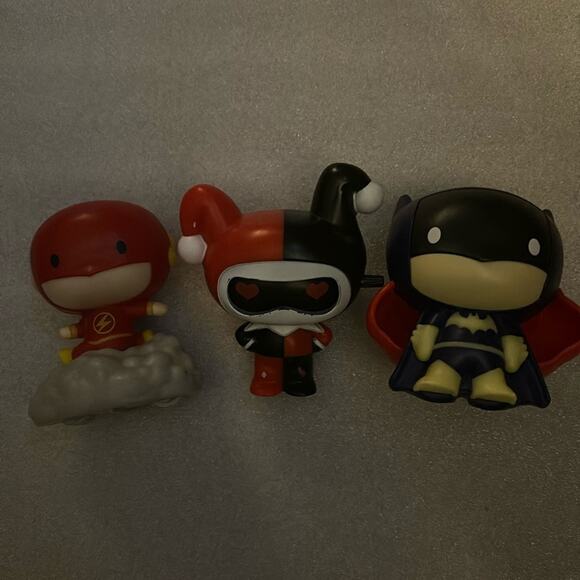 DC Comics Batman Flash Harley Quinn 3 Figure Burger King Lot Stocking Stuffer - Picture 1 of 5